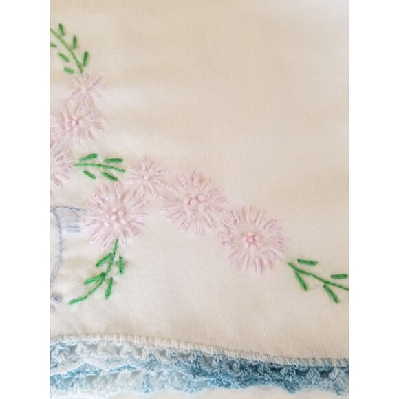 2  Vintage Hand Embroidered Pillowcases Praying Hands Crochet Border - Picture 10 of 10